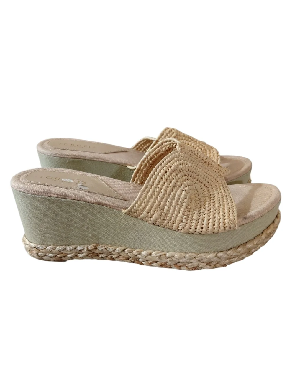 Torgēis Women's Woven Straw Slide Wedge Sandals
